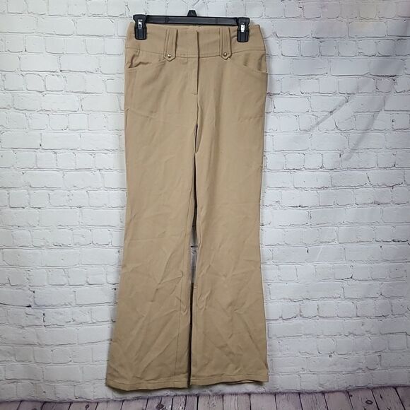 BCBG Maxazria Bootcut Tan Mid-rise Trouser Stretch Pant Work Uniform Vintage 90s - Picture 7 of 10